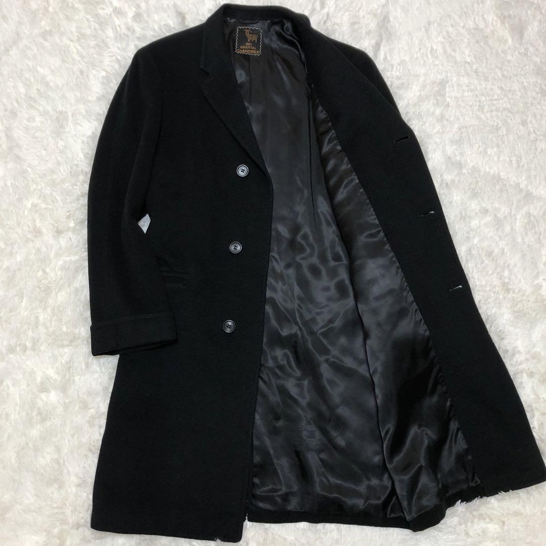 【美品✨】ピュアカシミヤ チェスターコート カシミヤ100% 通勤 サイズL 黒