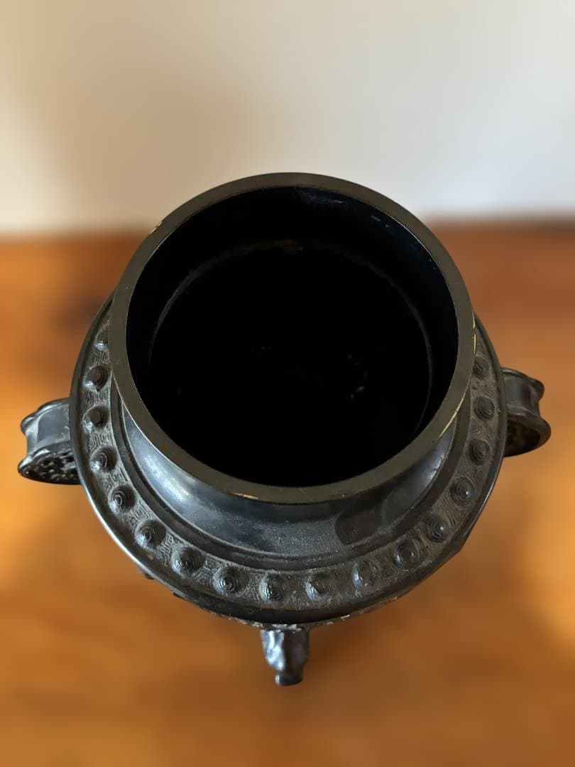 薄端 大日本文政年整珉鋳銘 村田整珉原型 麒麟図/鳳凰図 /象鼻の足 薄端 大日本文政年整珉鋳銘 村田整珉原型 麒麟図/鳳凰図 /象鼻の足