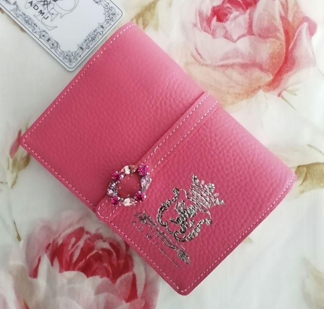 ADMJ スワロフスキークリスタル 牛革二つ折り財布 タマミワタナベZAOA.D.M.J