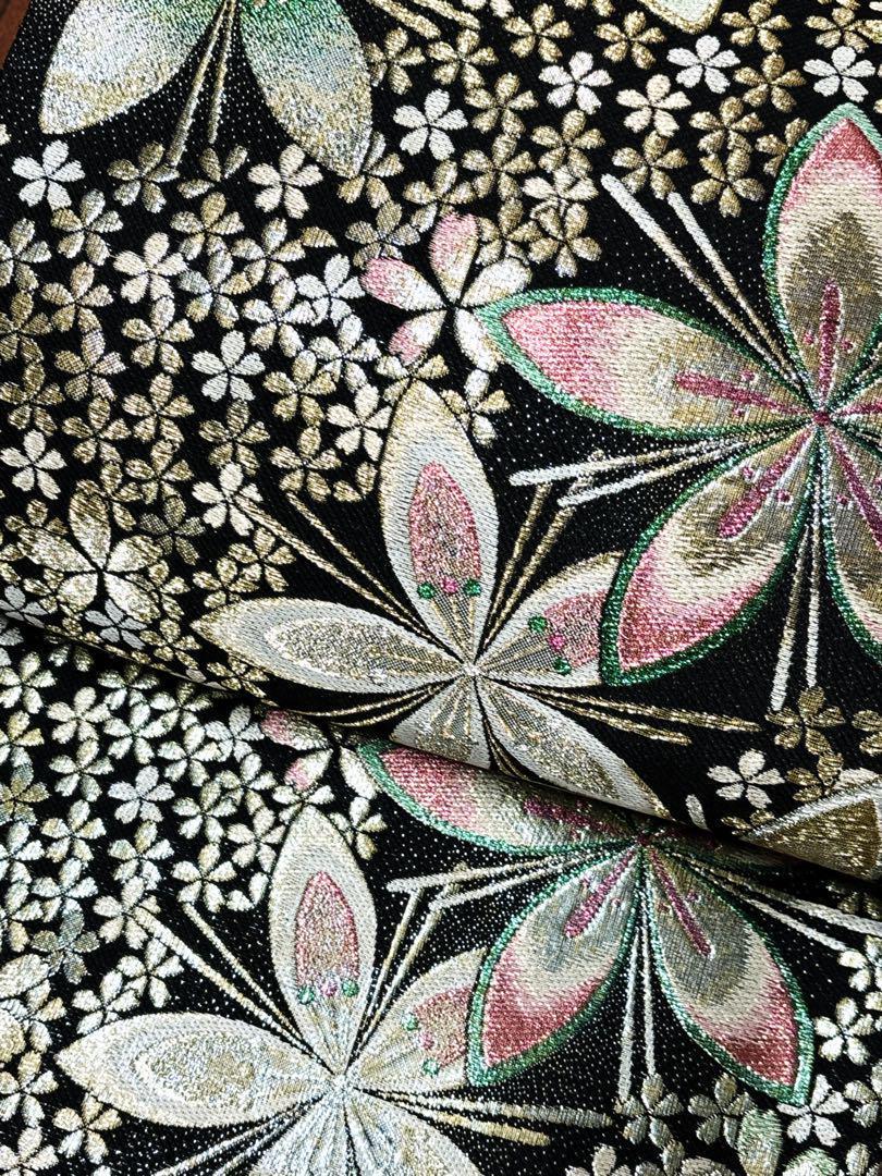 A43花紋金色 キラキラ ラメ 六通 成人式 振袖用 フォーマルな袋帯未仕立て A43花紋金色 キラキラ ラメ 六通 成人式 振袖用 フォーマルな