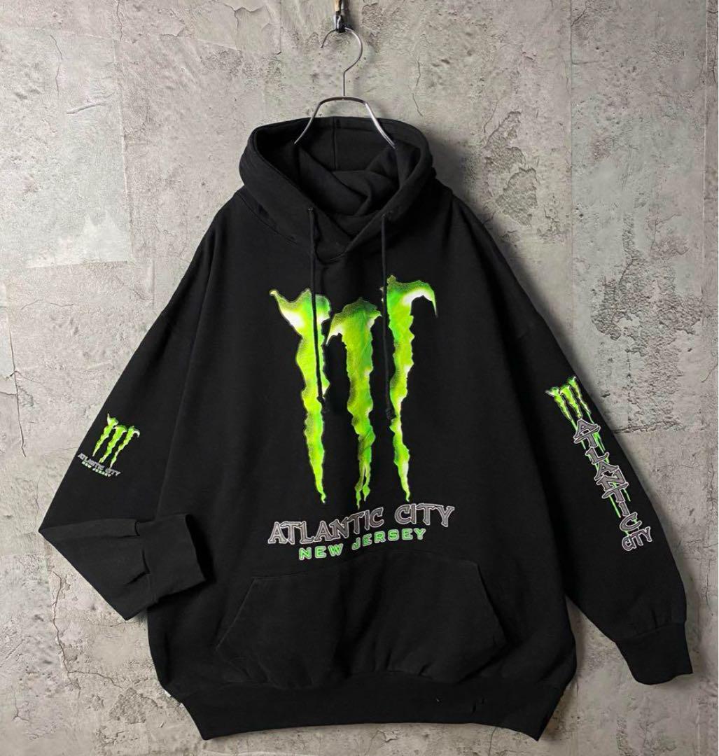 【入手困難】Monster 企業ロゴ パーカー エナジードリンク 黒 ブラック