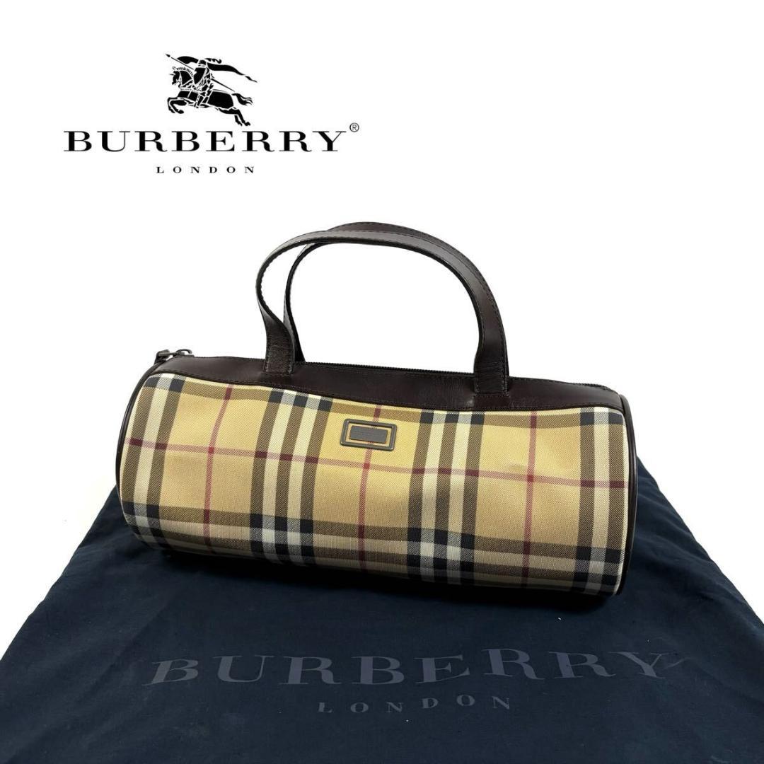 ◆Burberry ソフトレザーテキスタイルハンドバッグ ハーフムーン ソフトレザー… 春にぴったり、柔らかい印象の新作