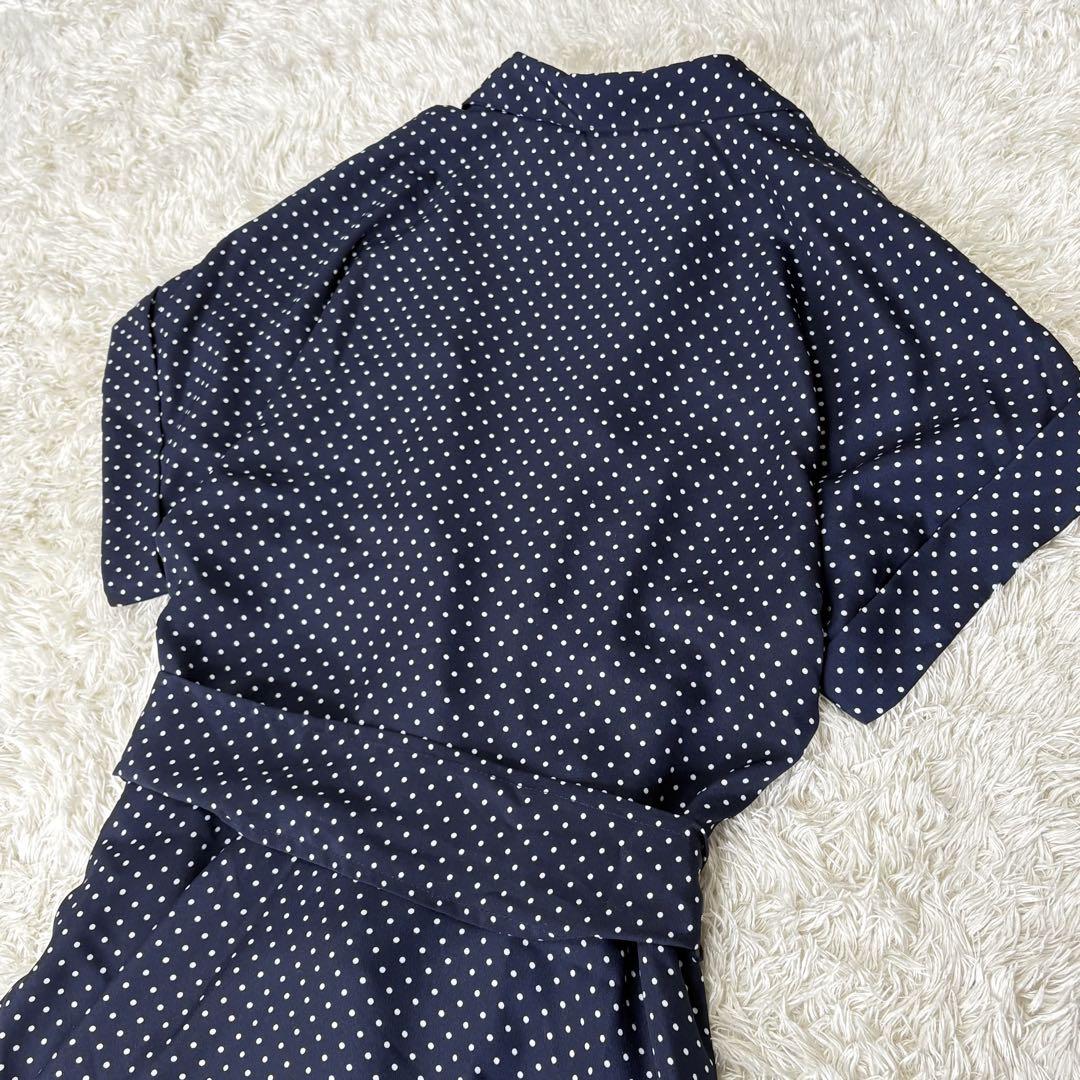 現行美品　ラルフローレン　ポルカドット ベルト　クレープ ドレス　XL