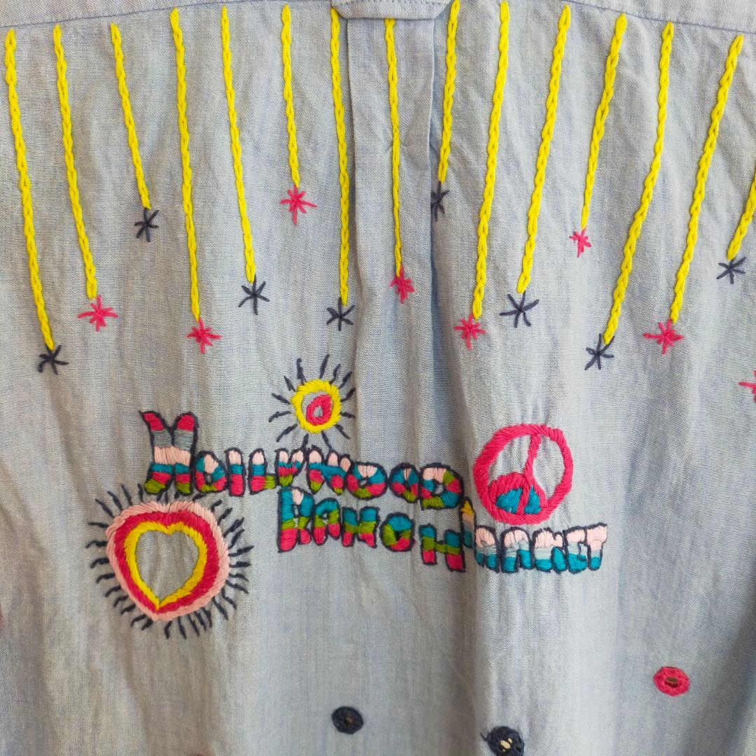ハリウッドランチマーケット 総柄刺繍 シャンブレーシャツ 長袖 2 MM HOLLYWOOD RANCH MARKET WWW_SMP1DAWEKUDUS_SCH_ID