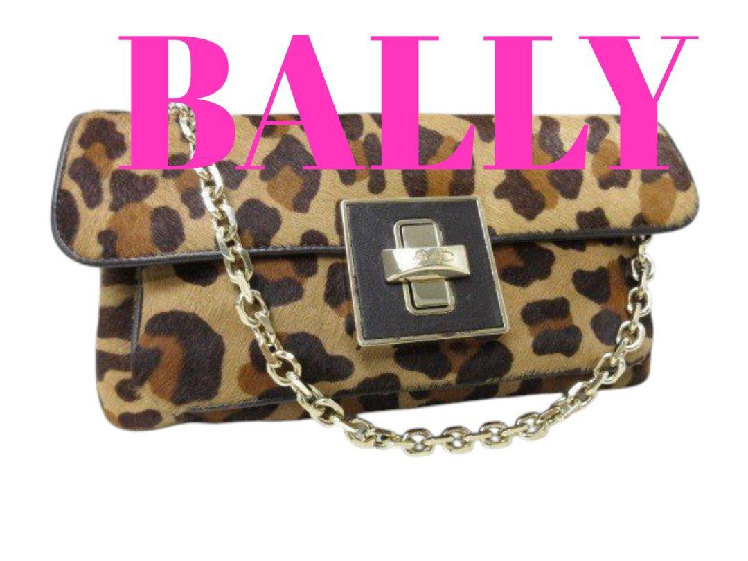 大人気☆BALLY☆バリー☆クラッチバッグ☆バタフライ☆レザー☆レオパード！ 美品 BALLY バリー ハンドバッグ ハラコ レオパード柄 クラッチ