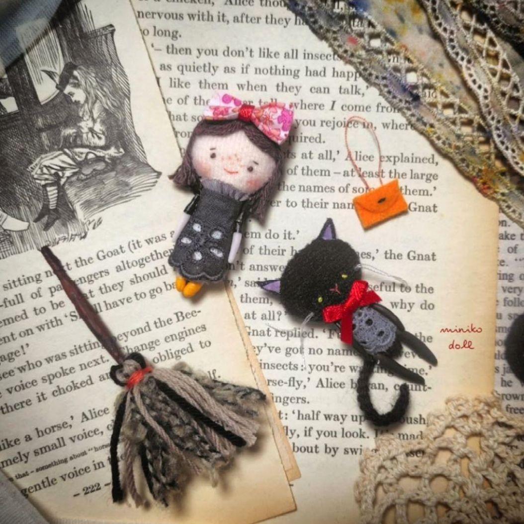 キキとジジ　ミニドール　ハンドメイド　ミニチュア　ブライス　ぬいぐるみ