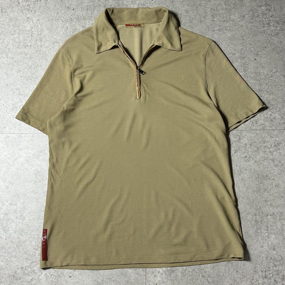 PRADA プラダ スポーツ フルジップ バックポケット ポロシャツ Sベージュ PRADA プラダ スポーツ フルジップ バックポケット ポロシャツ S