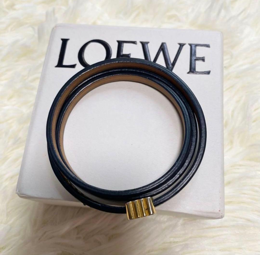 LOEWE ロエベ アナグラム レザー ブレスレット ブラック ゴールド カーフ LOEWE ロエベ アナグラム レザー ブレスレット ブラック ゴールド カーフ