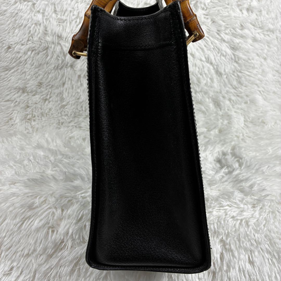 GUCCI オールドグッチ バンブー レザー トート ハンドバッグ ブラック