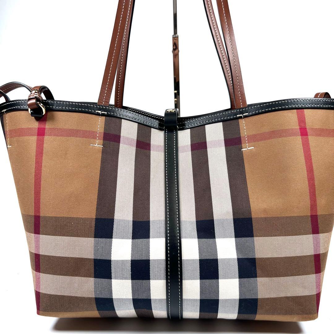 【未使用に近い】バーバリー　トートバッグ　ハウスチェック　リバーシブル　2way