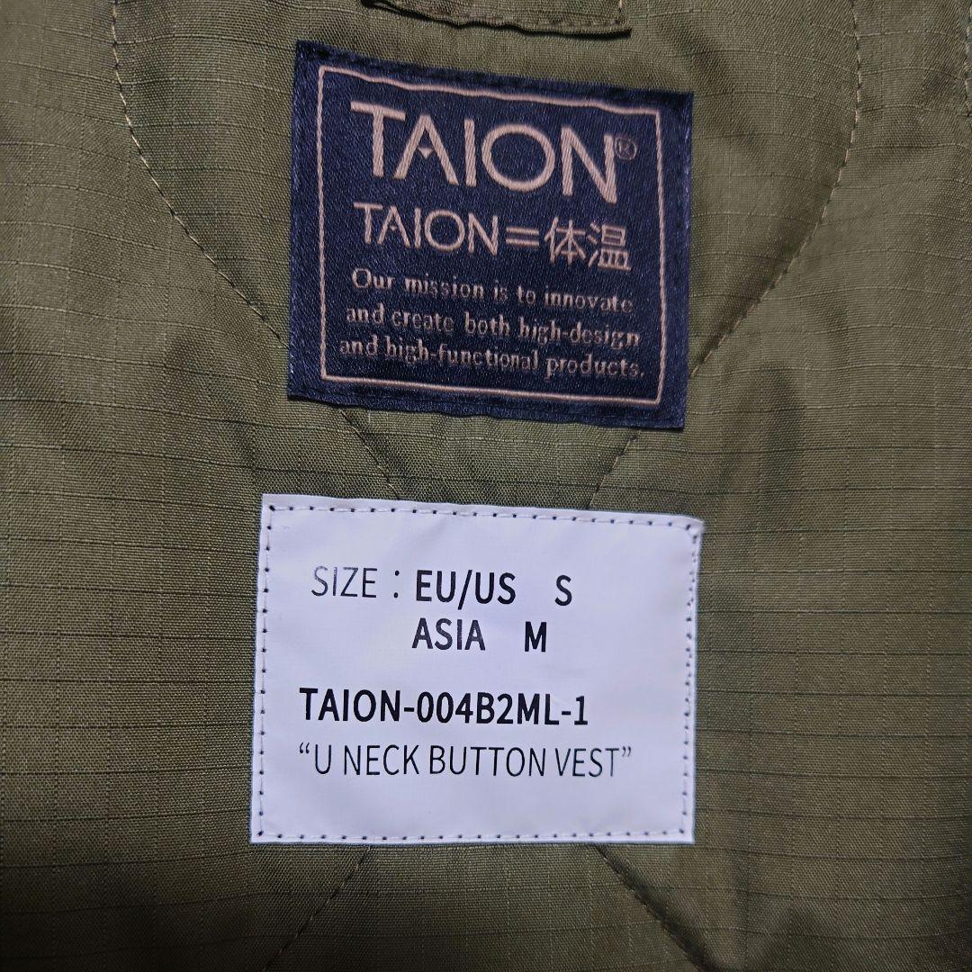 taion ミリタリー クルーネックボタン ダウンベスト ブラック m
