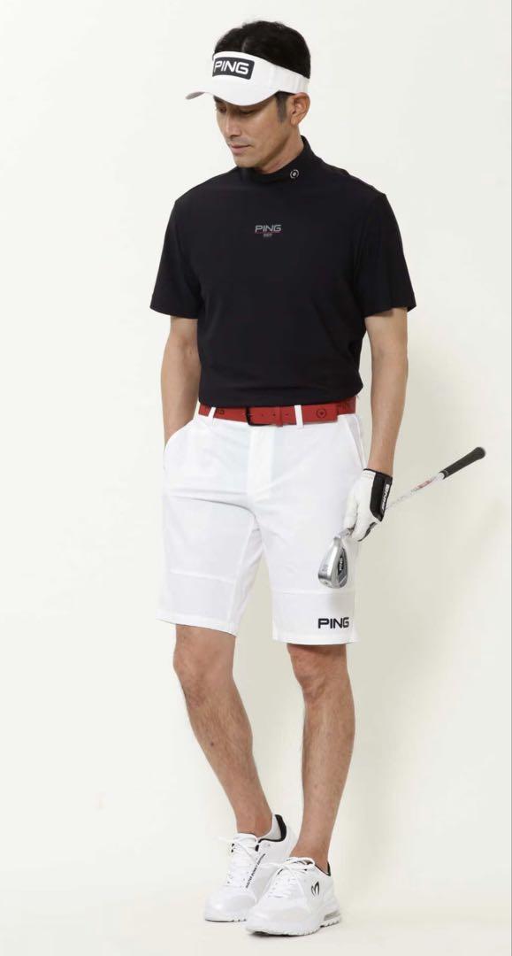 PING ホワイトショートパンツ 吸水速乾、撥水 Mサイズ ☆ピンPING定番白ホワイトMサイズ2WAYストレッチ撥水ナイロン