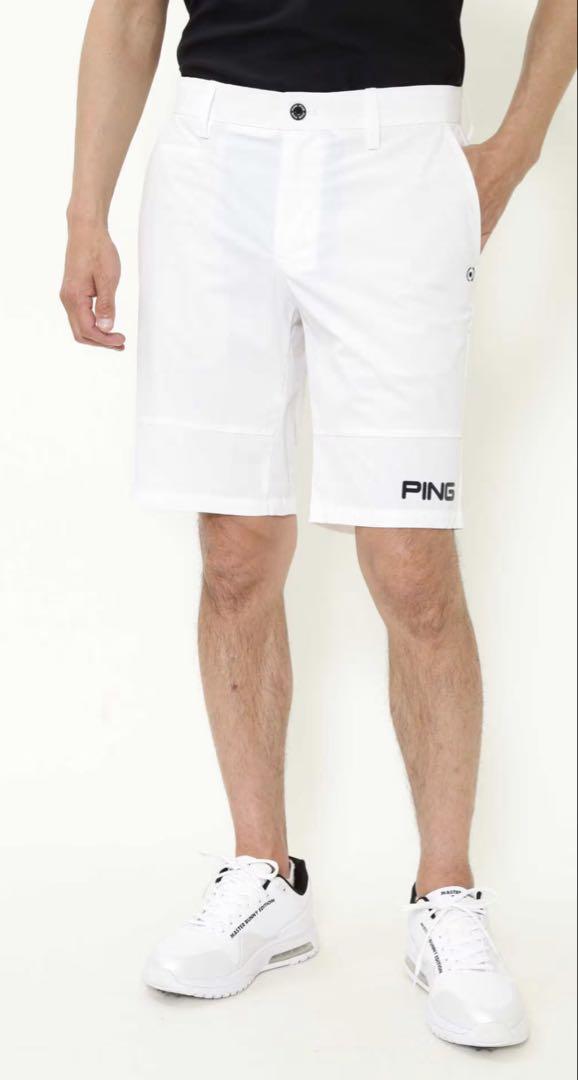 PING ホワイトショートパンツ　吸水速乾、撥水　Mサイズ ☆ピンPING定番白ホワイトMサイズ2WAYストレッチ撥水ナイロン