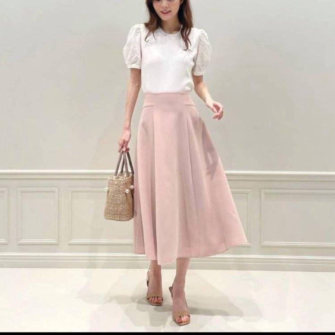 Aveniretoile ダブルクロスフレアスカート　ピンク　34