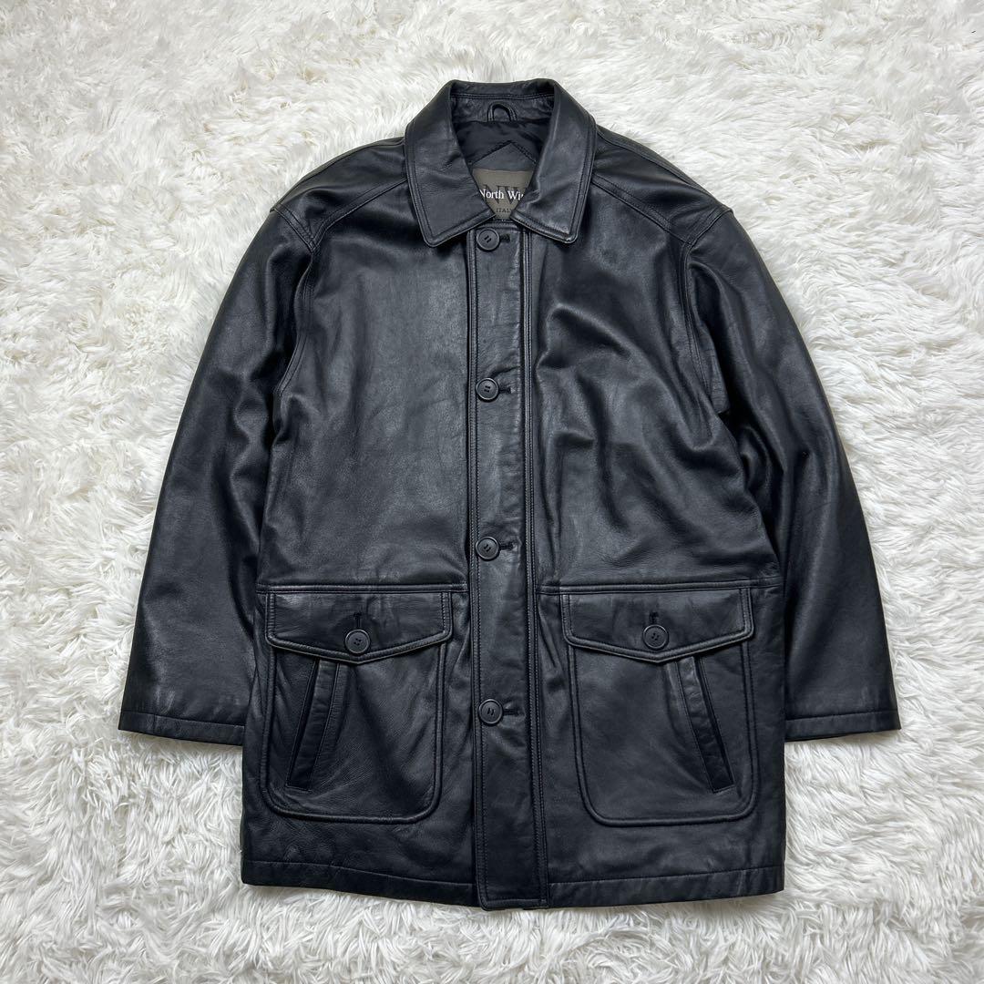 美品　希少　90s カーコート　羊革　シープスキン　リアルレザージャケット　黒