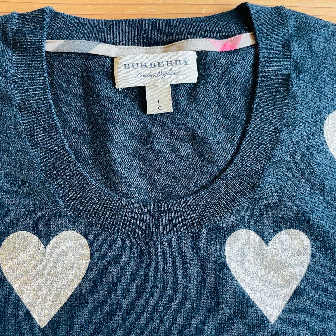 バーバリーハート柄長袖ニットL