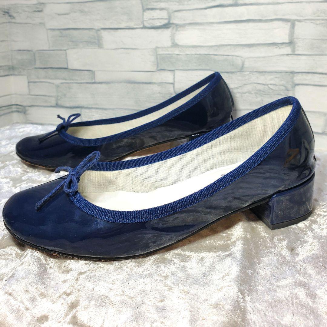【良品】✨Repetto 22.5cm パンプス カミーユ エナメル 青 36