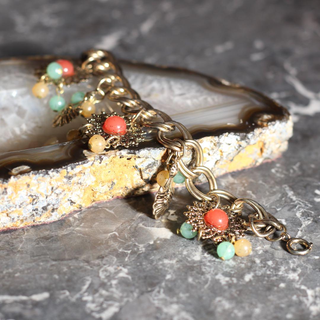 USA VINTAGE COLORFUL BEADS GIMMICK CHAIN BRACELET/アメリカ