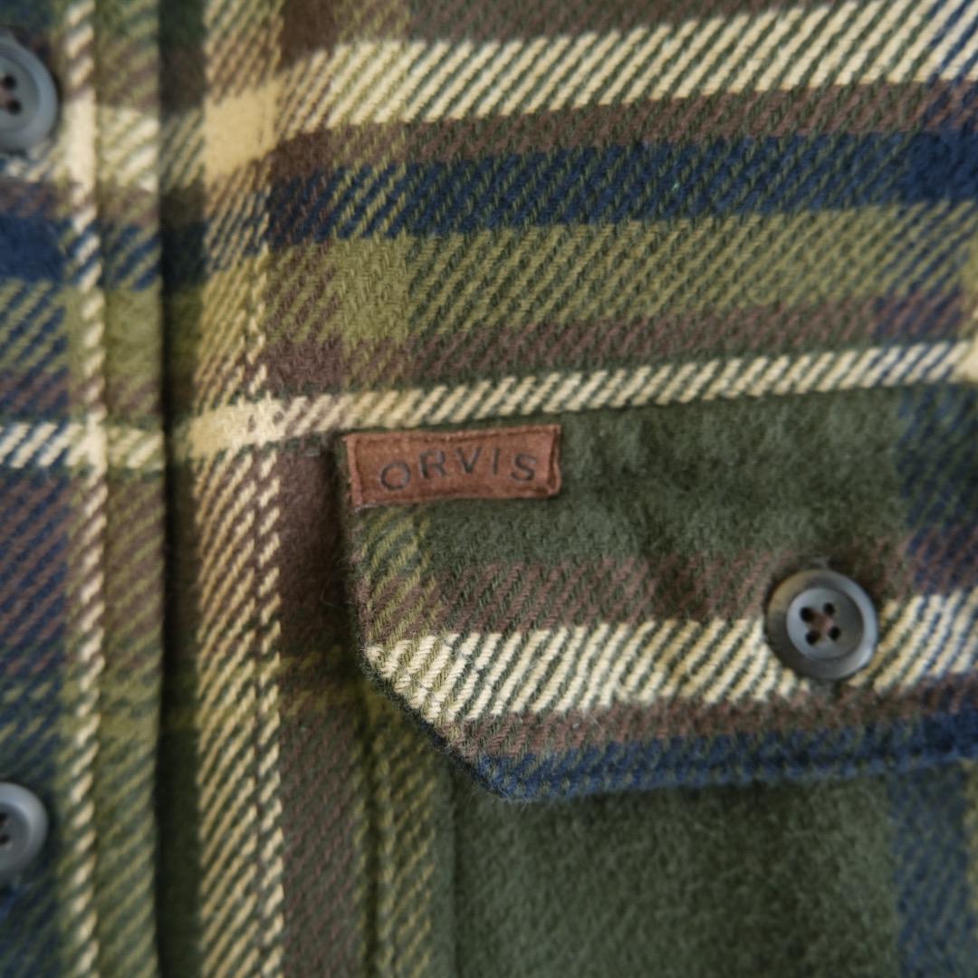 ORVIS オービス　長袖ヘビーフランネルチェックシャツ　カーキ　L古着.