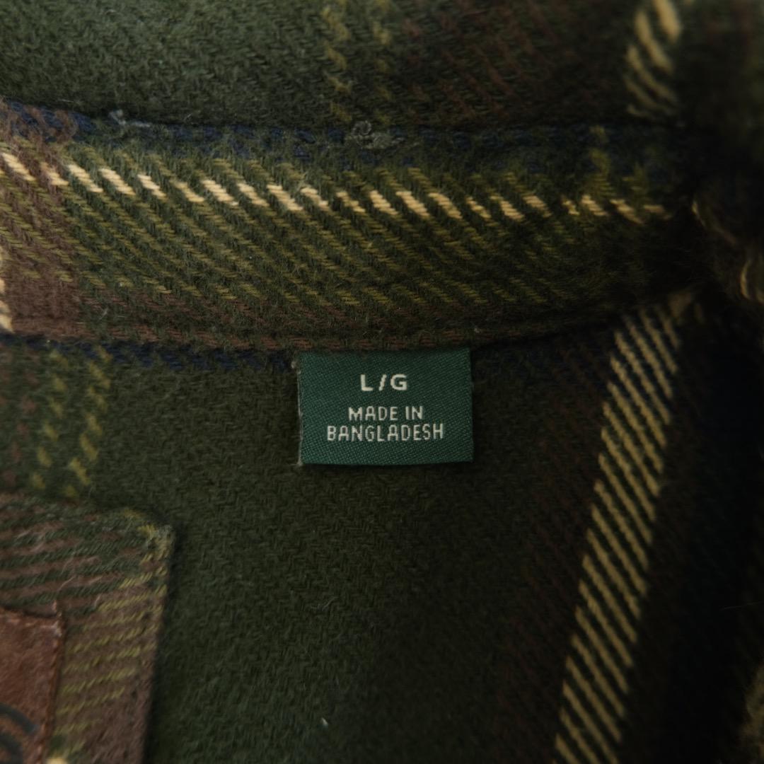 ORVIS オービス　長袖ヘビーフランネルチェックシャツ　カーキ　L古着.