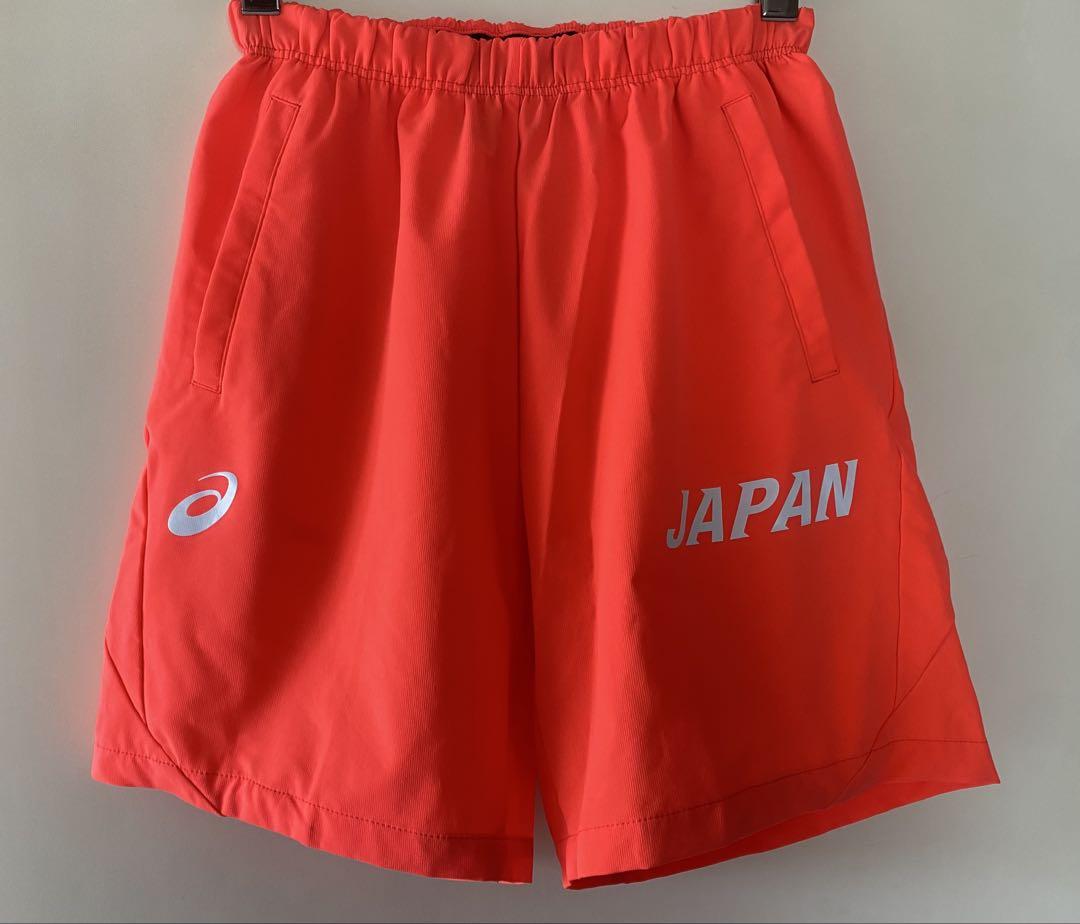 アシックス ハーフパンツ メンズ L 蛍光オレンジ JAPAN 日本代表