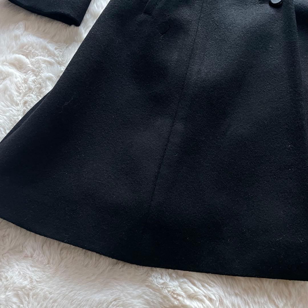 美品 エムズグレイシー 40 L フレアロングコート ウール 美シルエット 黒 美品 エムズグレイシー 40 L フレアロングコート ウール 美シルエット 黒