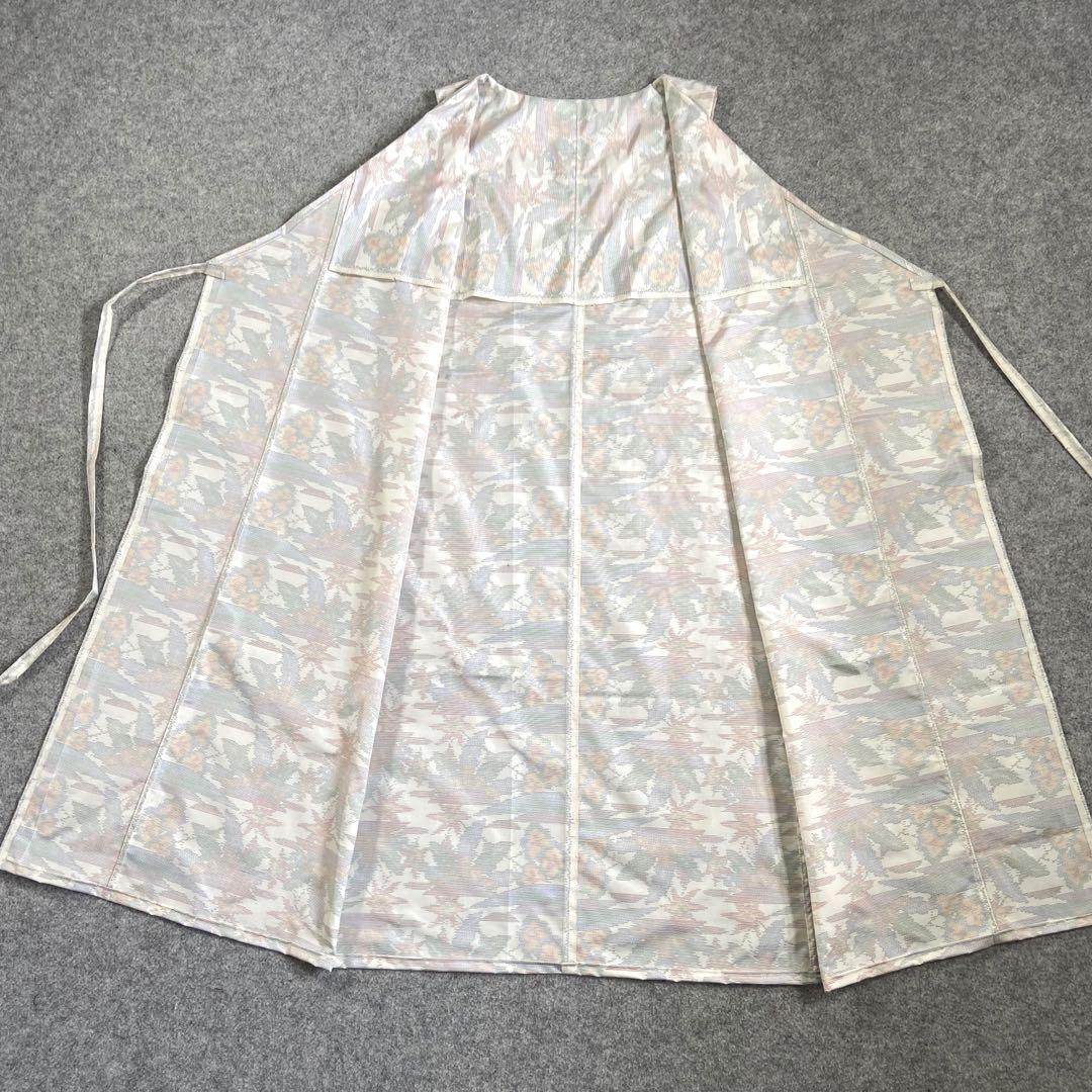 白大島紬 カシュクールワンピース 舞葉文様 左右両用 ロング F 画像8