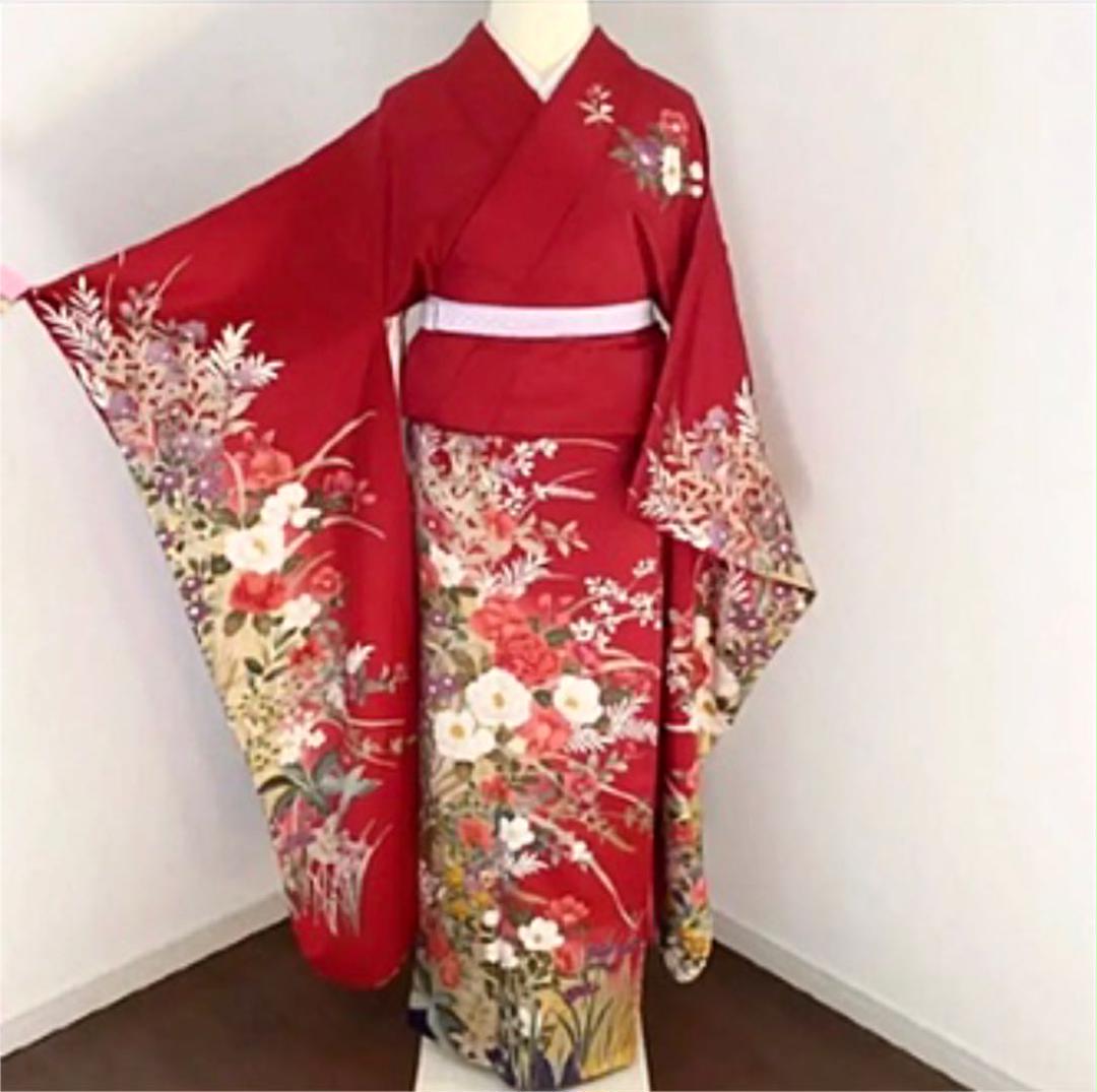 正絹 振袖 赤