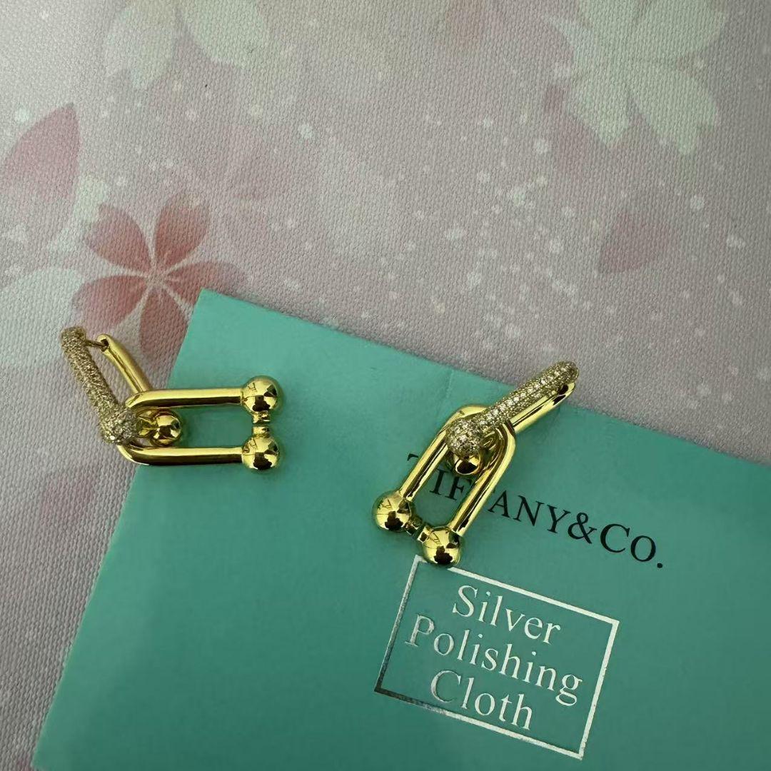 TIFFANY ハードウェア ラージリンクピアス ゴールド