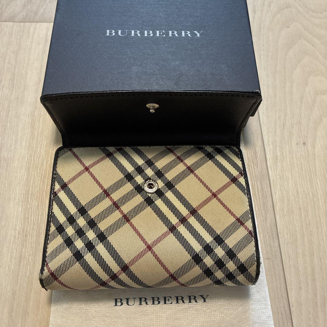 BURBERRYバーバリー 折り財布 ミニ財布 ブラック×ベージュ ノバ