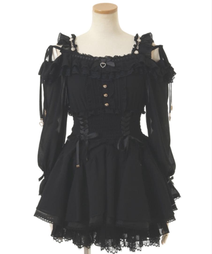 【お値下げ中】LIZLISA リズリサ オフショルシフォンセットアップ ブラック