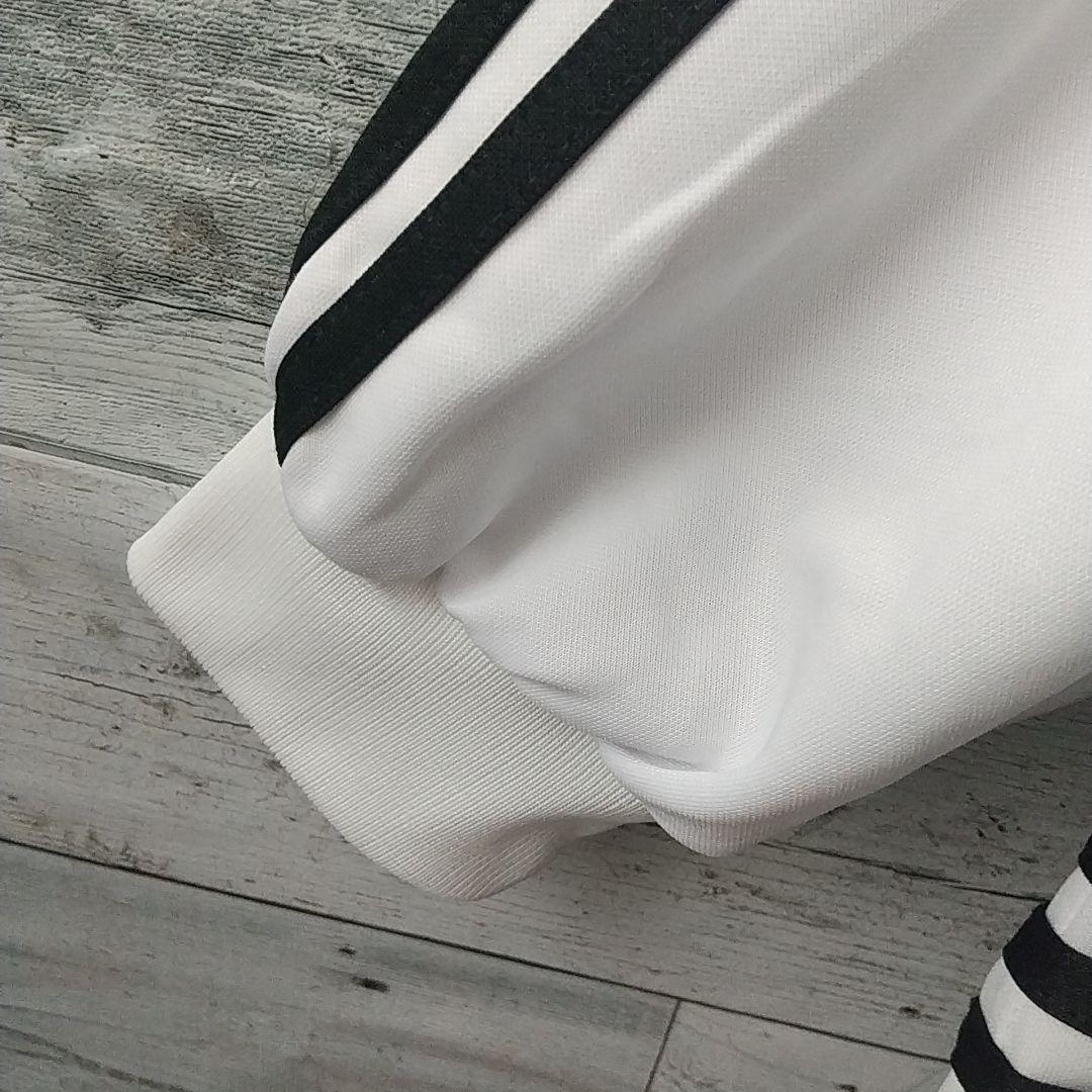 希少デザイン☆90s アディダス 刺繍ロゴ 襟付 トラックジャケット XL 白黒 希少デザイン☆90s アディダス 刺繍ロゴ 襟付 トラック