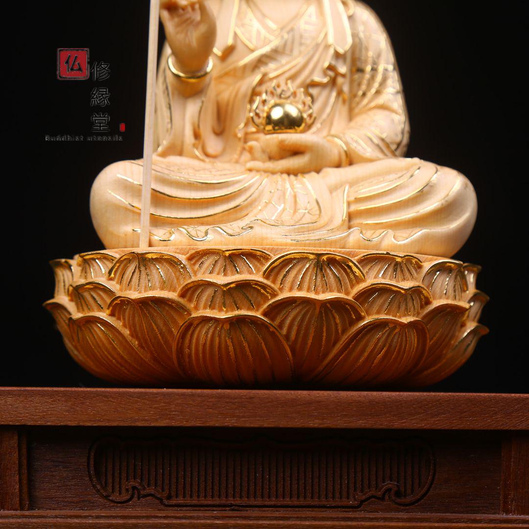 修縁堂】最高級 木彫り 仏像 地蔵王菩薩座像 本金 切金 彫刻