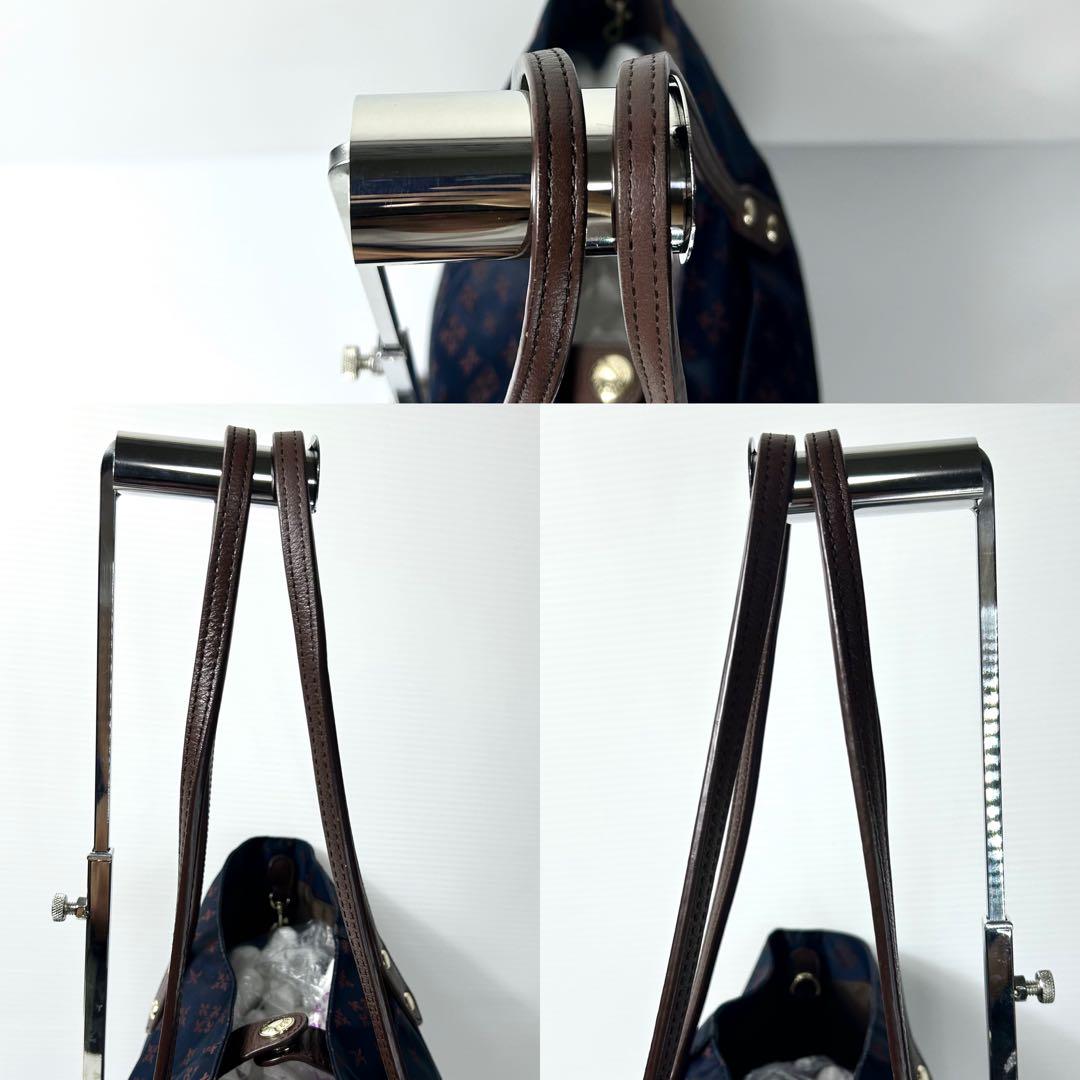 美品☆russet ラシット トートバッグ ハンドバッグ ネイビー A4