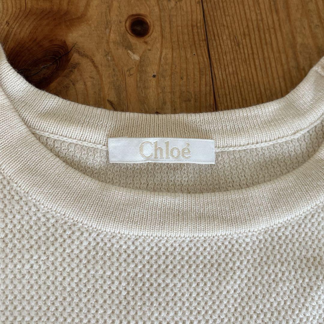 注目ショップ・ブランドのギフト Chloe クロエ アイボリー クルーネック ニット トップス