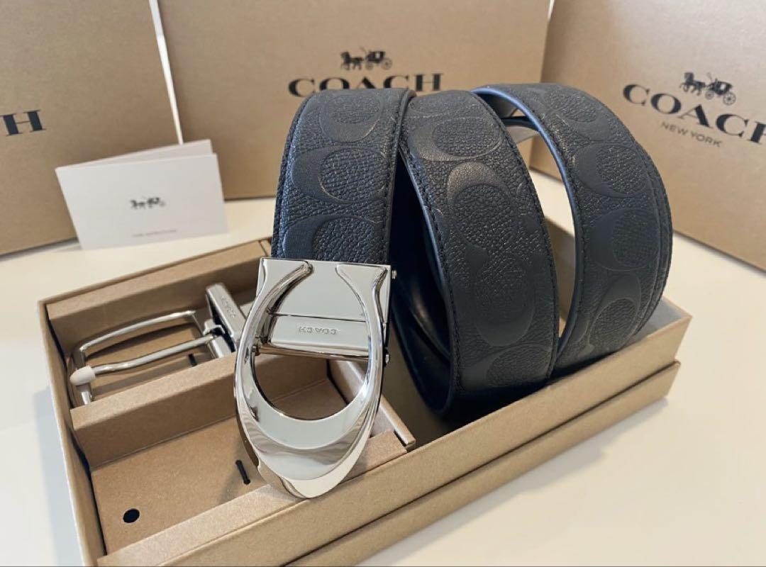 COACH コーチ　新品　リバーシブル　シグネチャー　レザー　専用BOX付