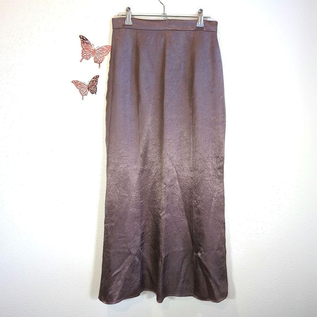 a1008 CREOLME クレオルム【M】ワッシャーサテンナロースカート 紫
