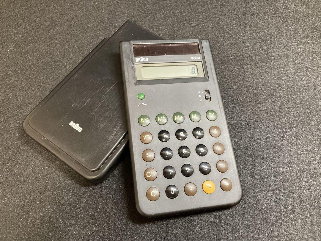 【稼働品】BRAUN BNE001(ET66)ソーラー電卓 ブラック カバー付き