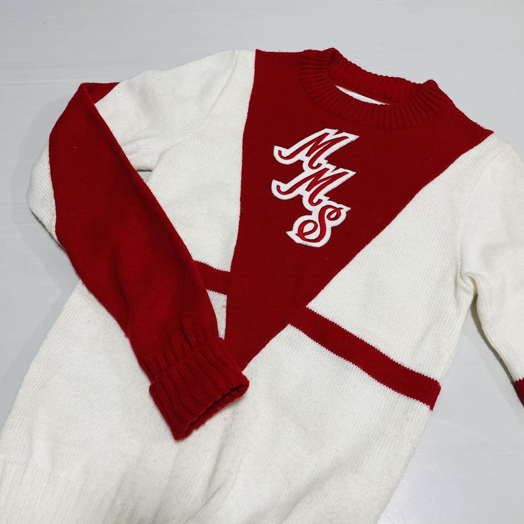 チアリーダー セーター CHEERLEADER 古着 赤 白 長袖 size32