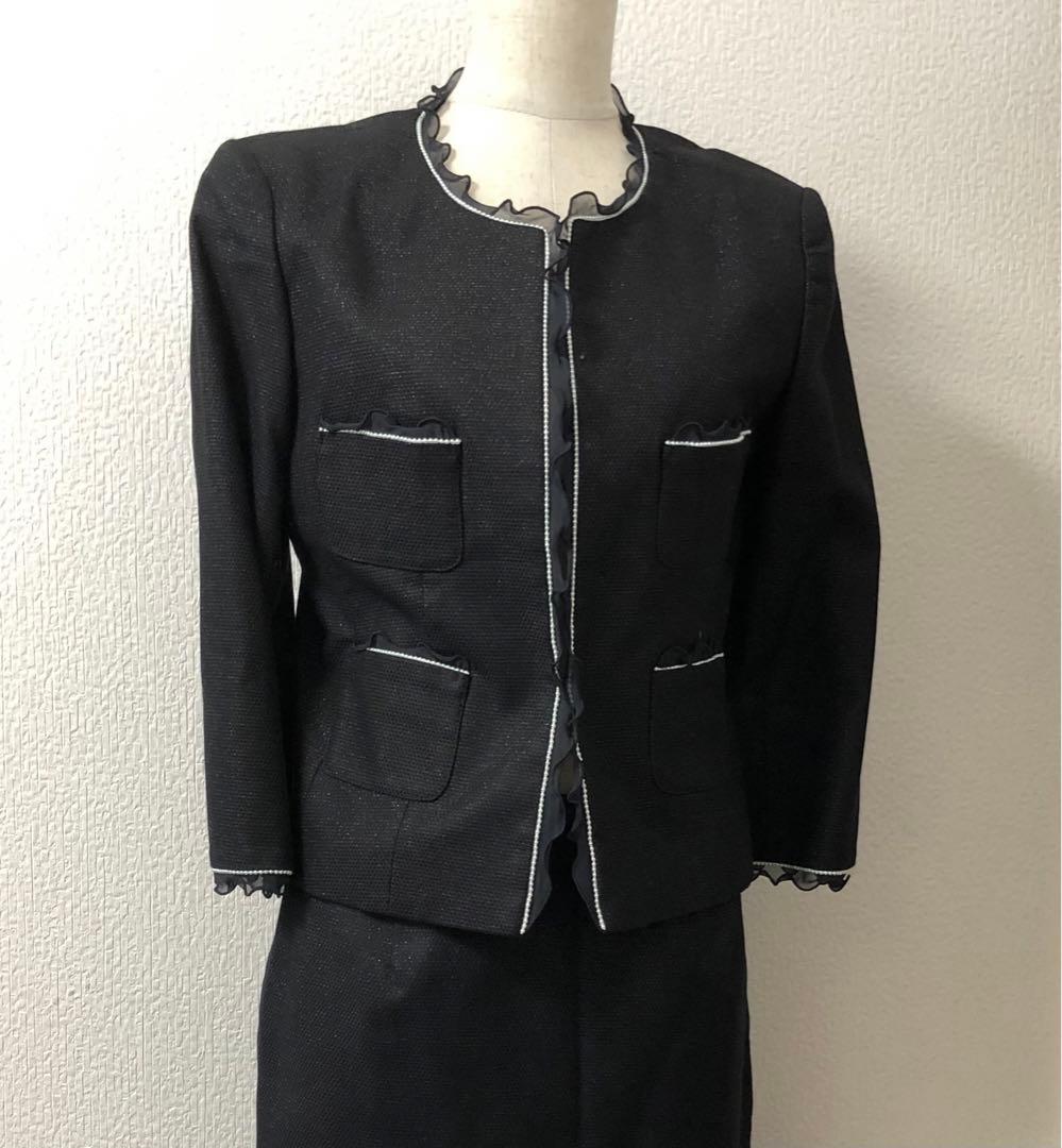 エムズグレイシー コサージュ付き スーツ サイズ38 黒M S GRACY