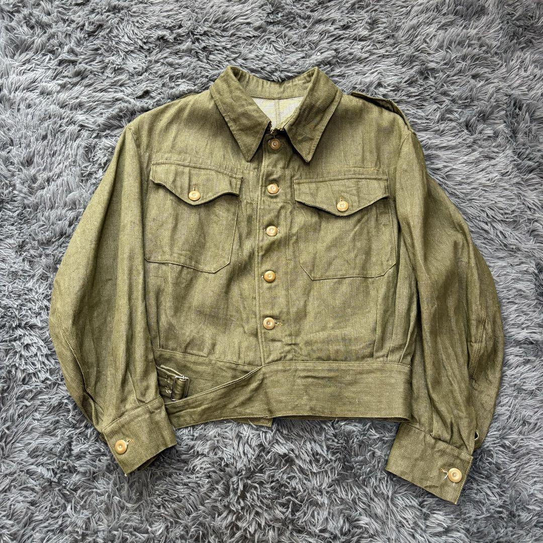 40s イギリス軍　バトルドレスジャケット グリーンデニム