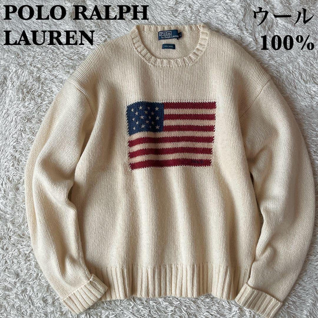 ポロラルフローレン 星条旗ニットセーター ウール100％ クルーネック
