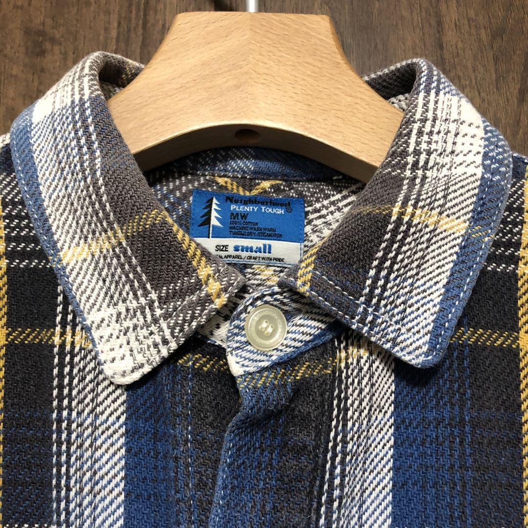 最も優遇の NEIGHBORHOOD チェックネルシャツ ボックス ブルー S トップス