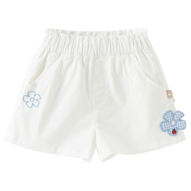 ホワイト花刺繍ゴムウエストパンツ