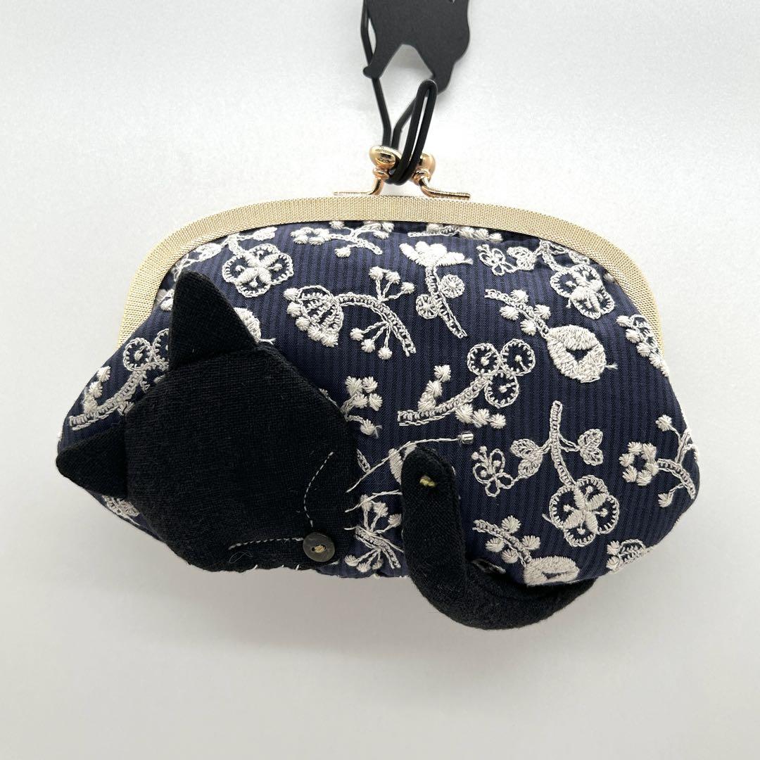 ハンドメイド がま口 眠り猫 ポーチミナペルホネン とC＆Sコラボ
