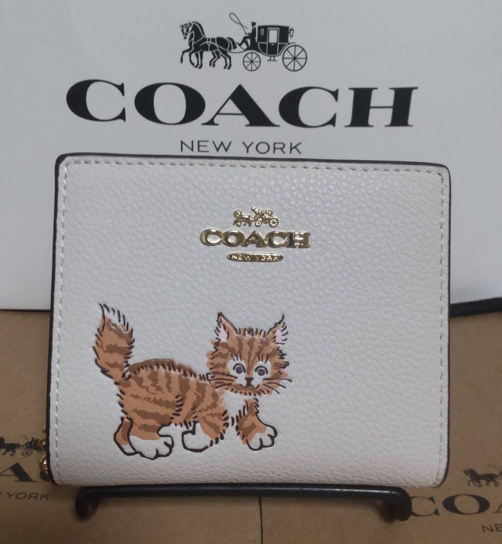 COACH 　二つ折り財布　猫