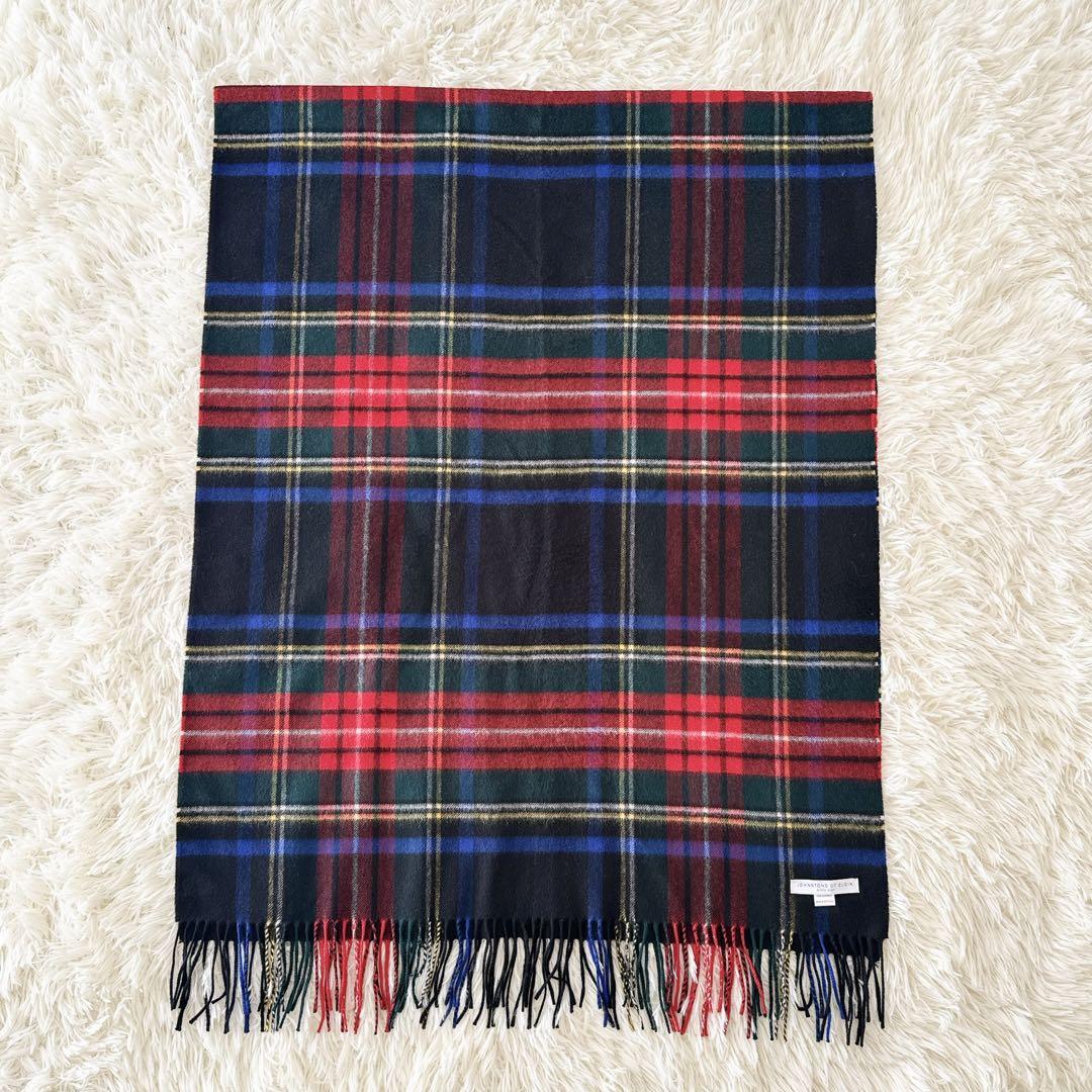 極美品✨ジョンストンズ カシミヤ100% ブラックスチュアート 大判ストール
