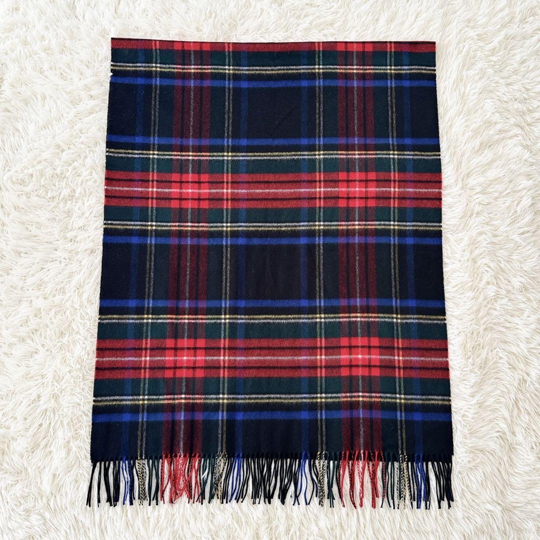極美品✨ジョンストンズ カシミヤ100% ブラックスチュアート 大判ストール