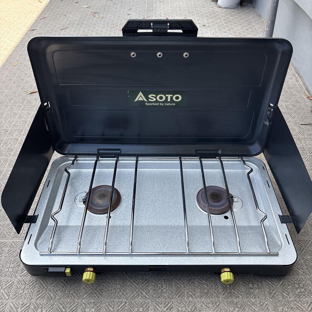 【美品】ASOTO ガスコンロ 2バーナー折りたたみ式