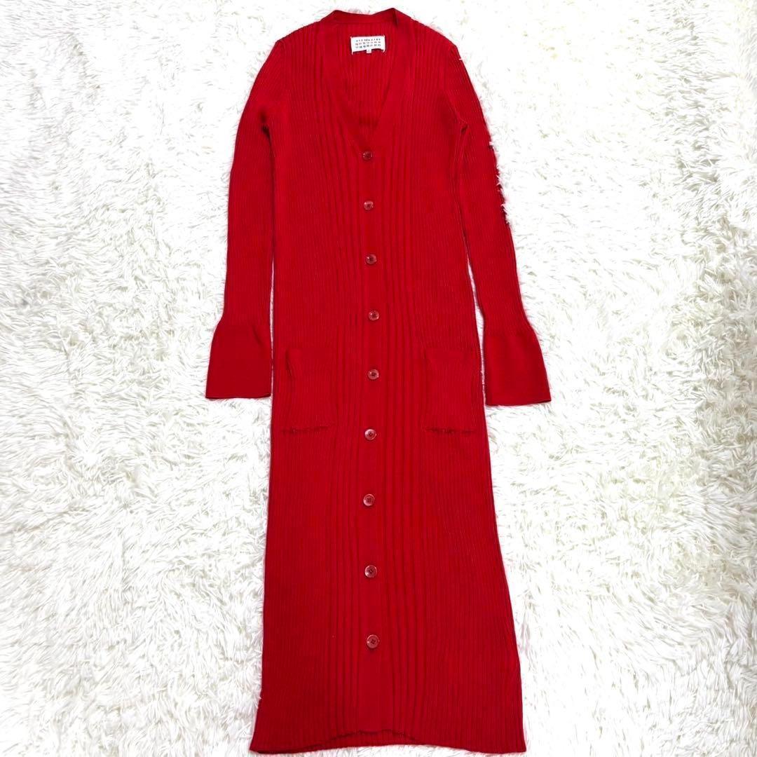 【極美品】Martin Margiela 4　ニット　ロングカーディガン　赤　S